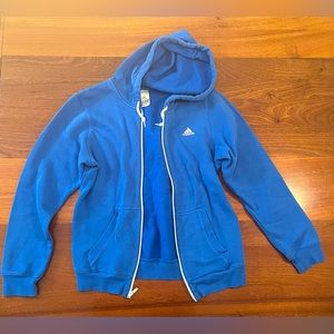 Adidas blue zipup hoodie, size small